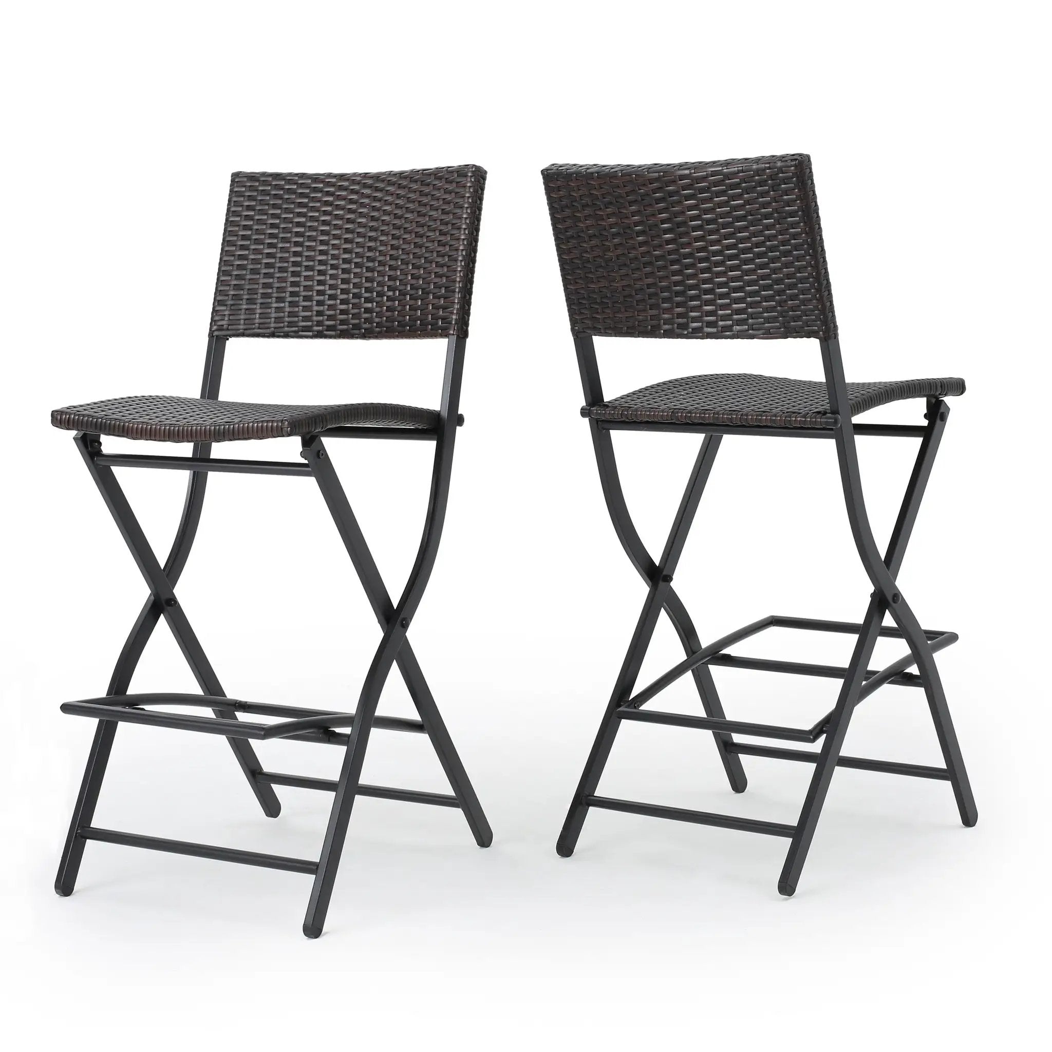 Outdoor Wicker Barstools Faux Rattan Patio Bar Stools - Set of 2 by HouseOfZazla