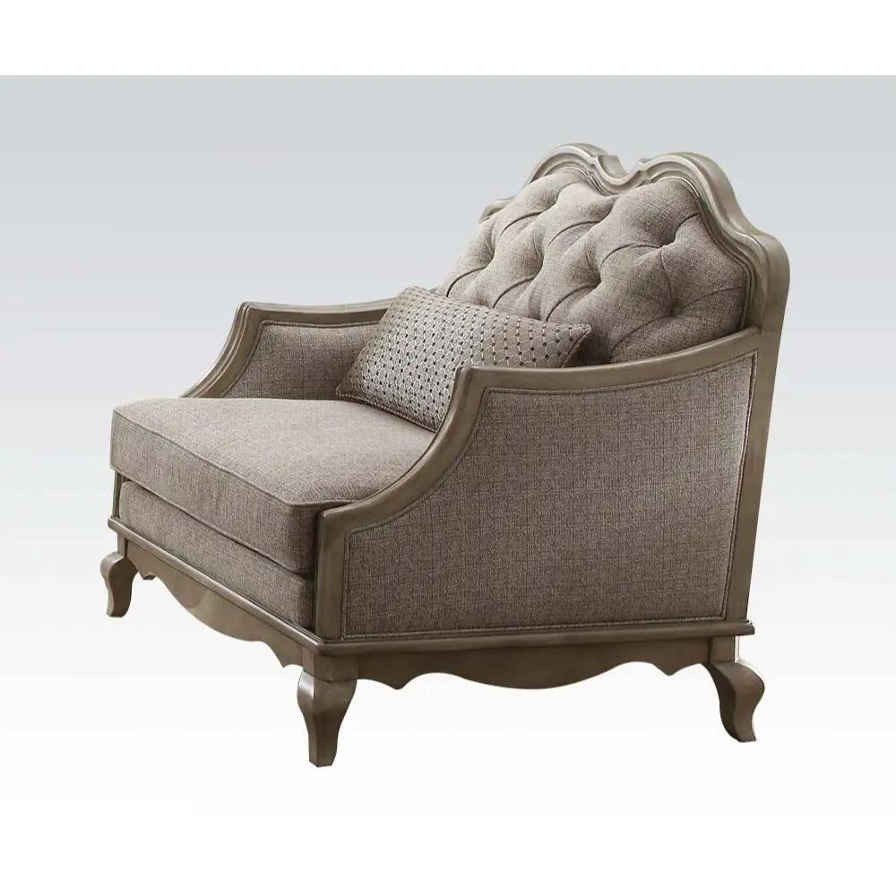 Chelmsford - Chair With Pillow - Beige Fabric & Antique Taupe by Unique Piece Furniture