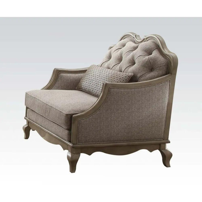 Chelmsford - Chair With Pillow - Beige Fabric & Antique Taupe by Unique Piece Furniture