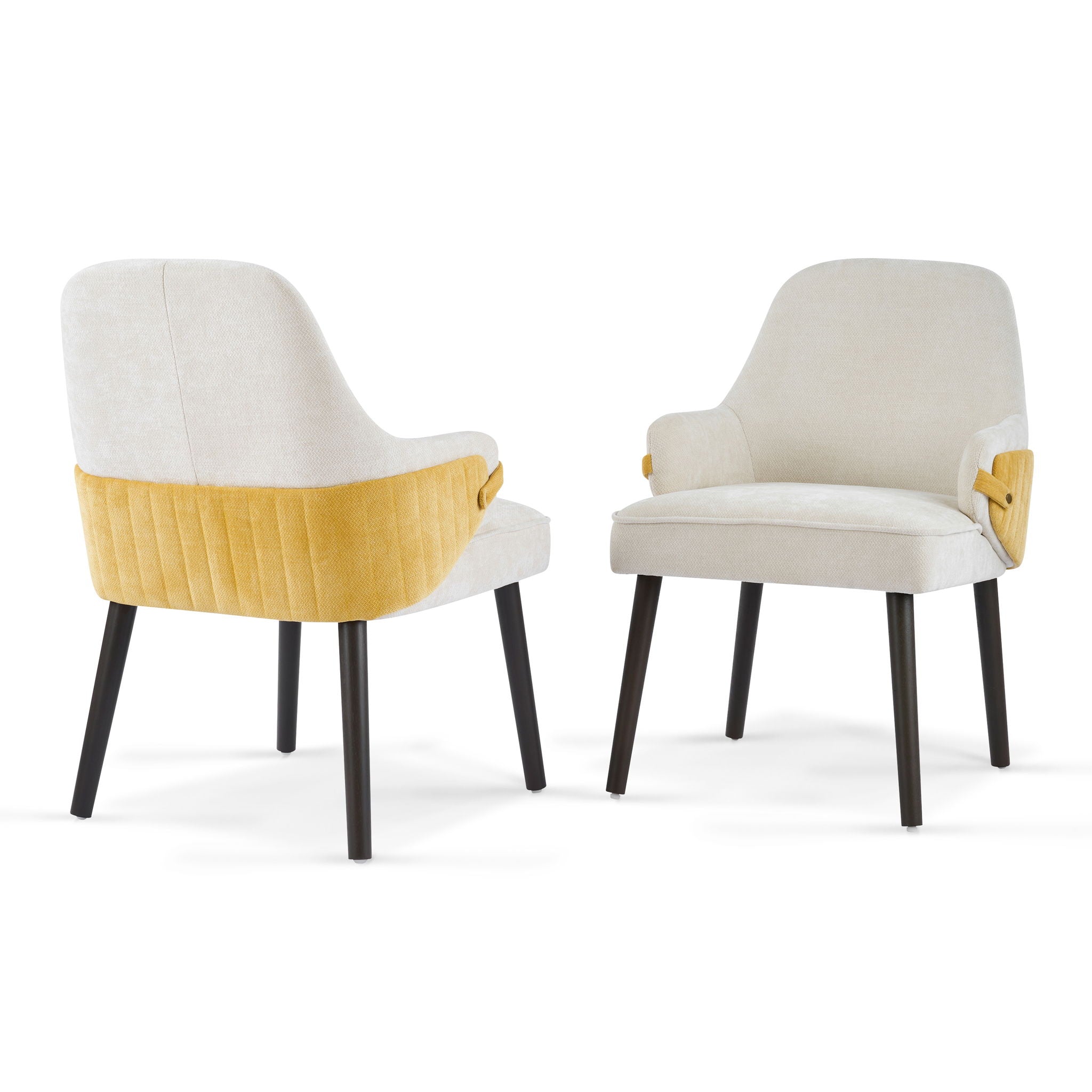 Indoor Dining Chair Set of 2 with Sturdy Frame - Beige / Yellow