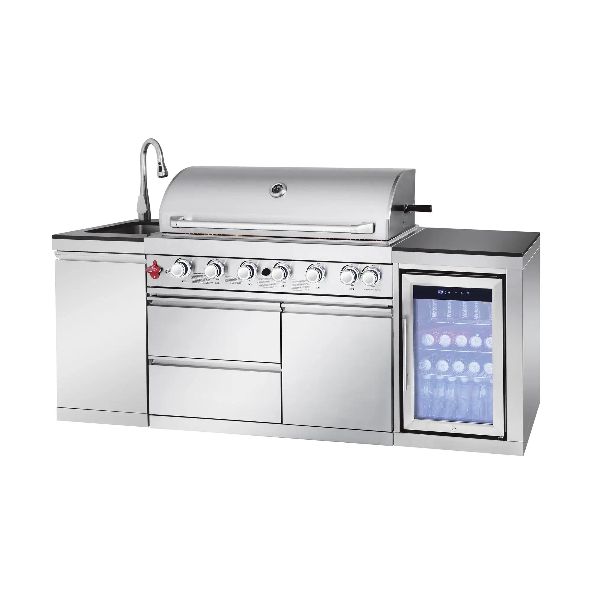 Outdoor Kitchen Island 82.5 Inch 6-Burner Propane Gas BBQ Grill by HouseOfZazla