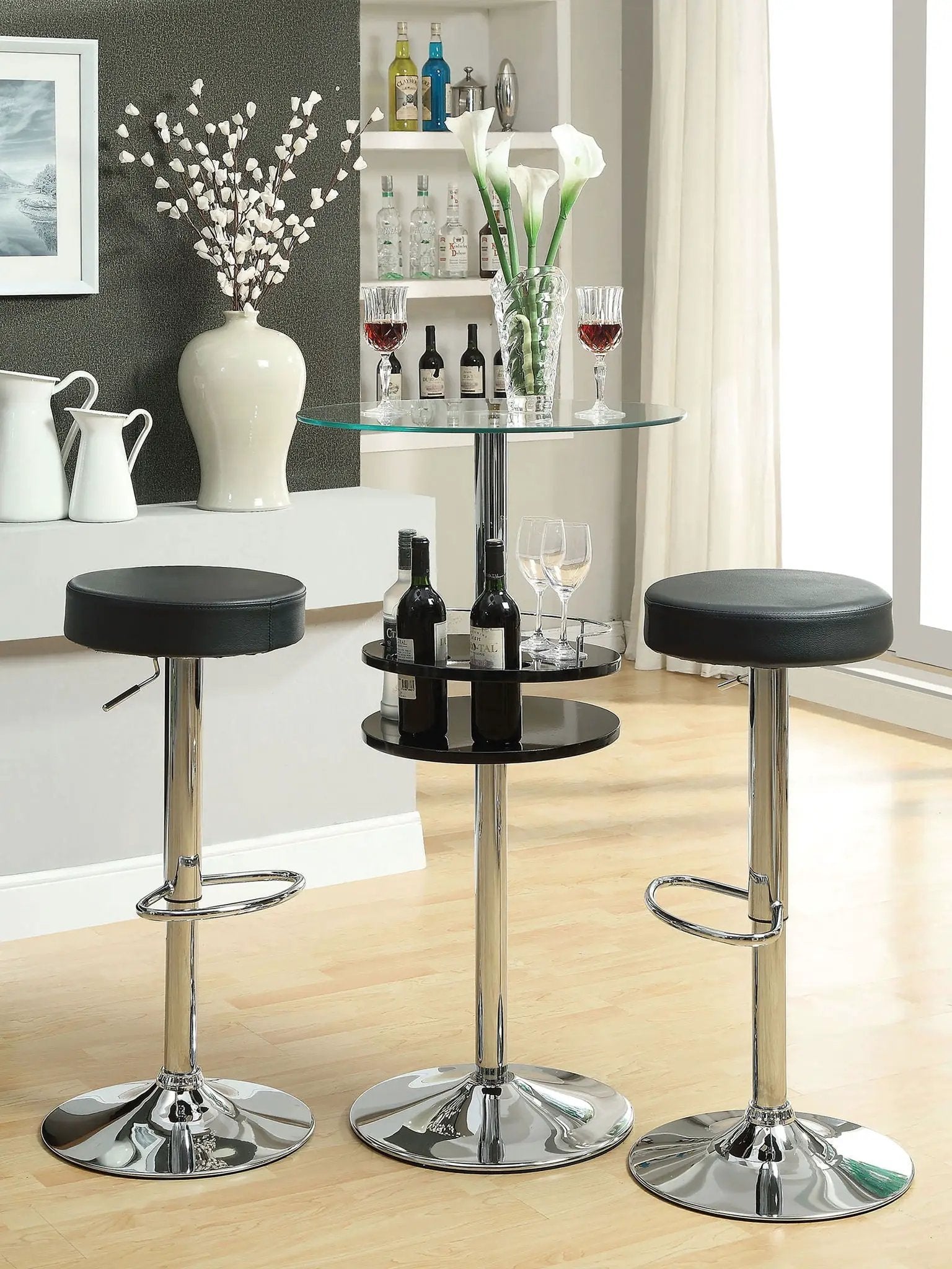Ramses 29-inch Adjustable Bar Stool Chrome and Black by Unique Piece Furniture
