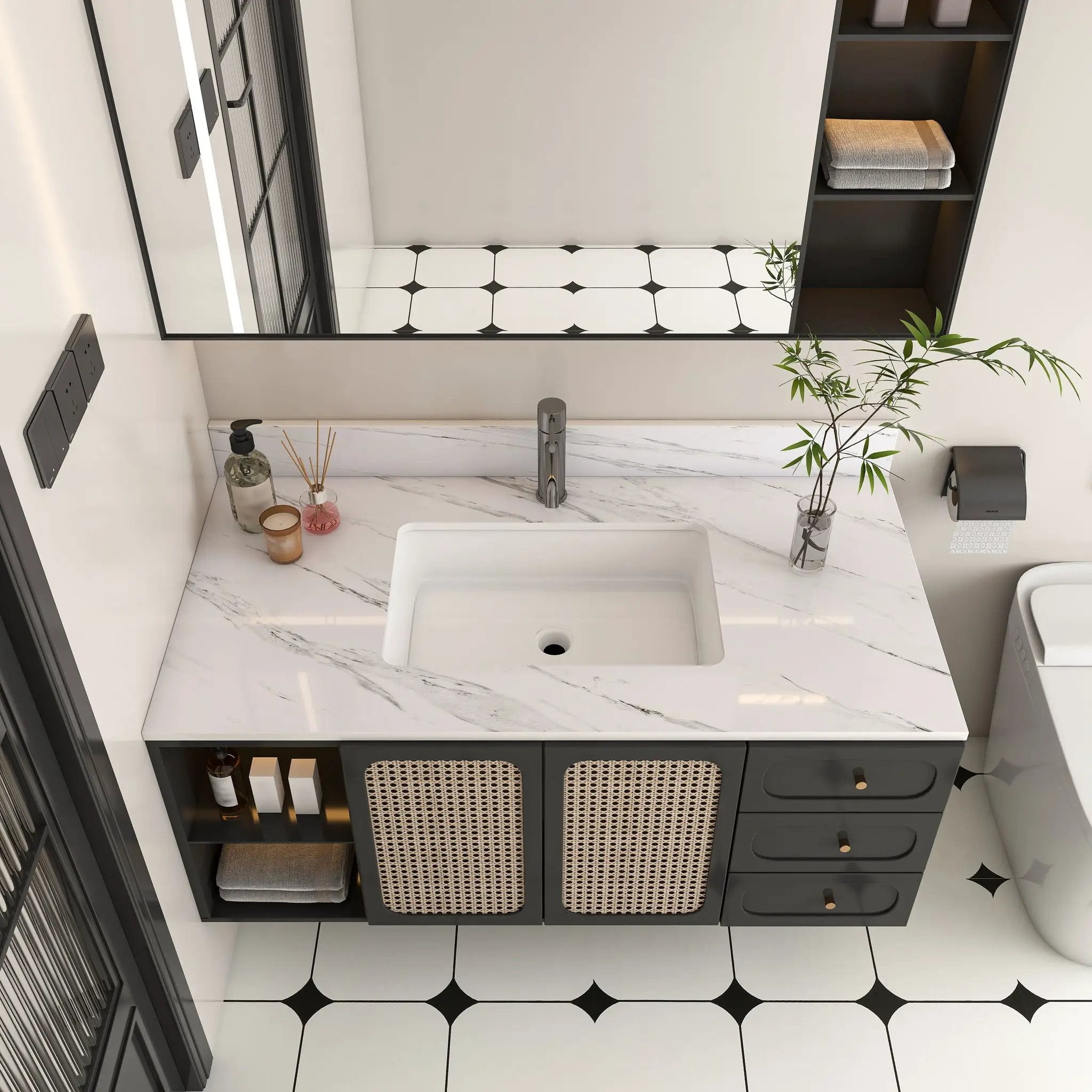 Bianco Carrara Venato Marble Vanity Top With Pre Drilled Faucet Hole And Undermount Sink by HouseOfZazla