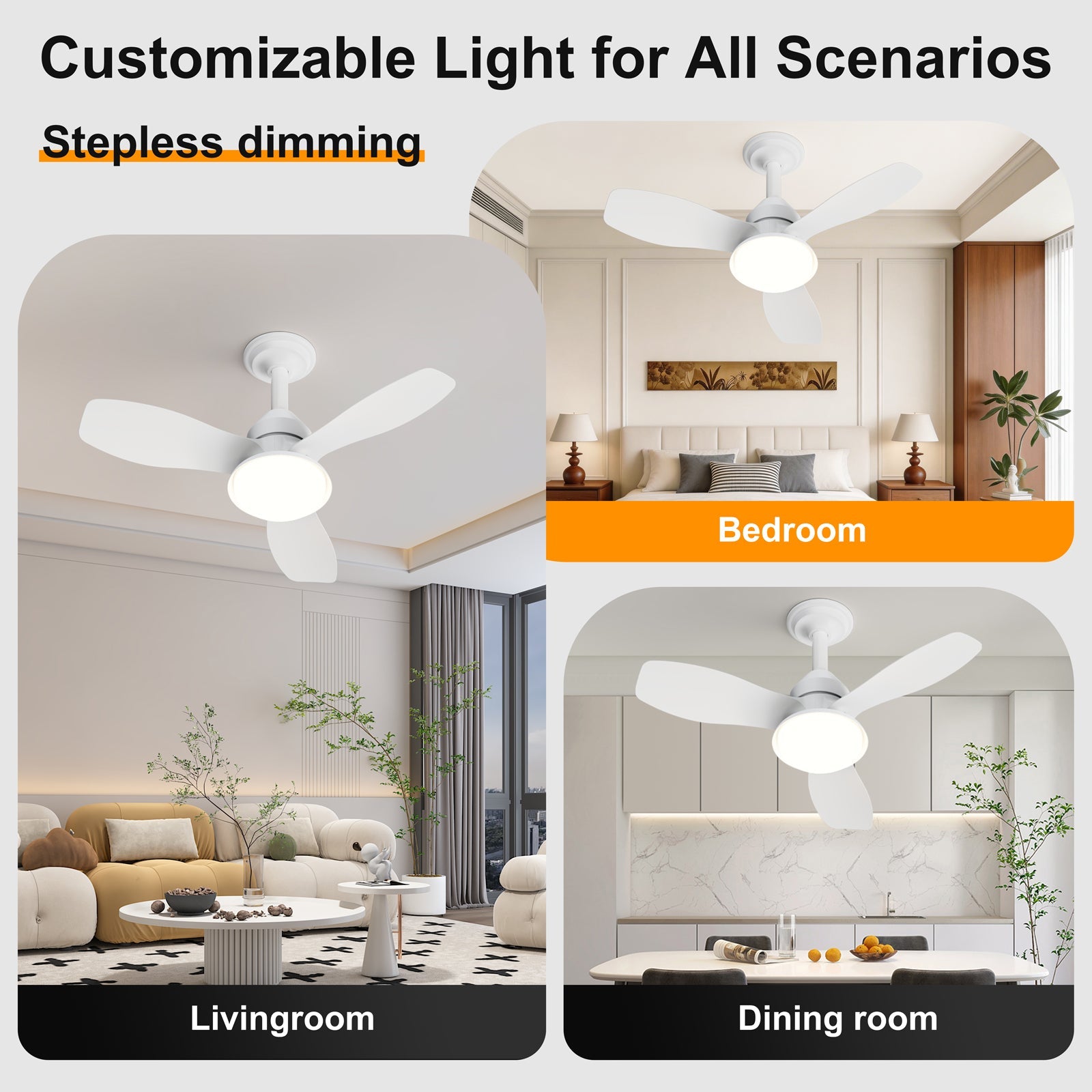 24.4" Modern Ceiling Fan with Light by HouseOfZazla