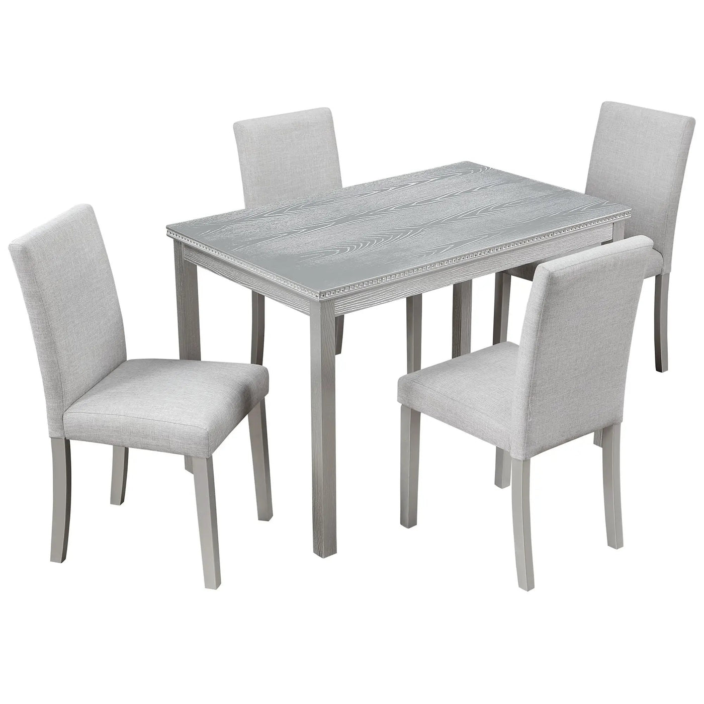 Dining Table Set With Crystal Decoration And Upholstered Chairs by HouseOfZazla