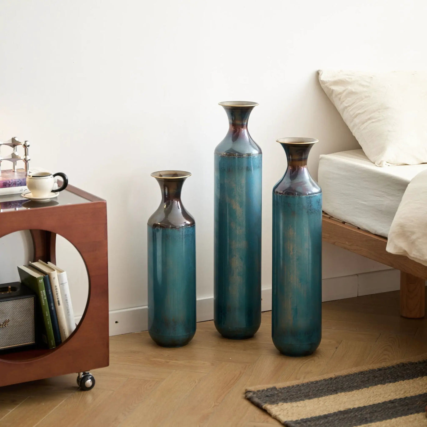 Modern Droplet Shaped Floor Vase Set, 3 Piece Home Decor by HouseOfZazla