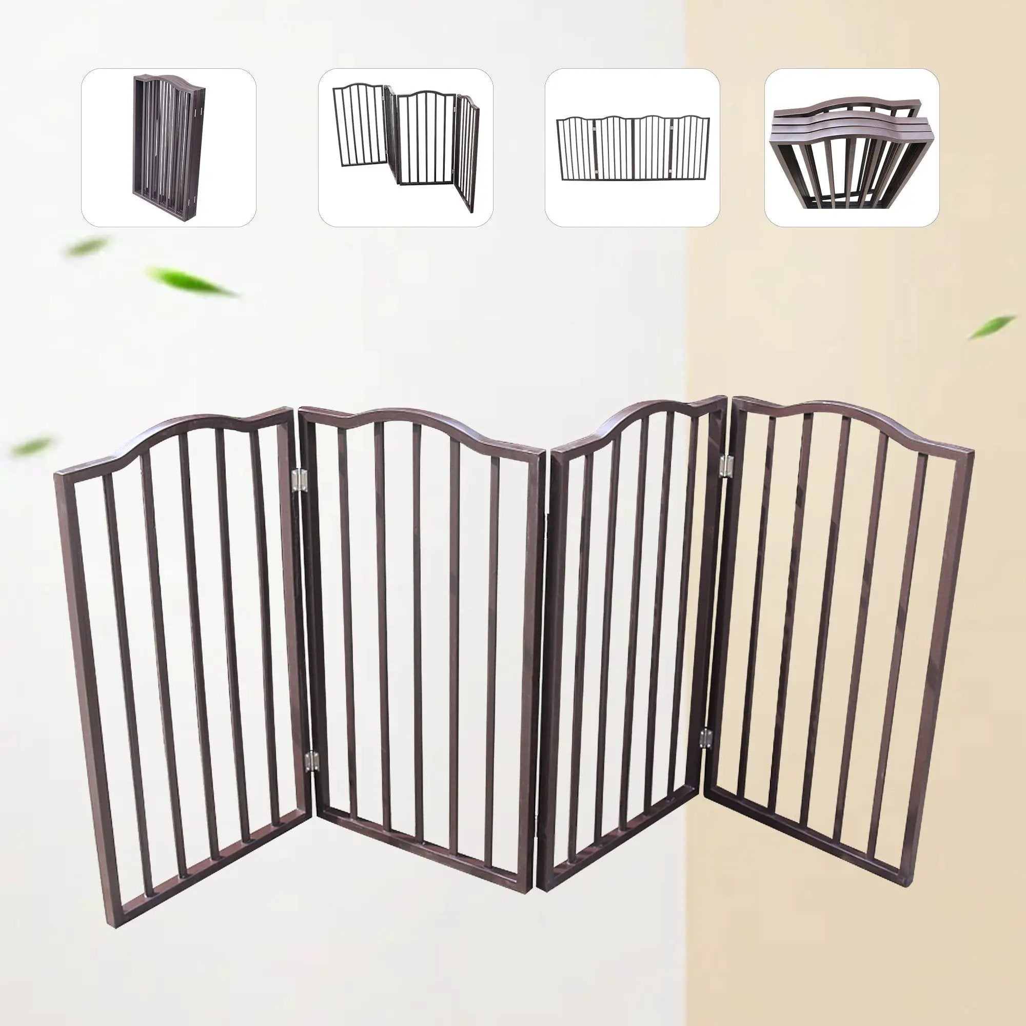 Pet Gate Dog Gate For Doorways, Stairs Or House Freestanding Folding - Dark Brown by HouseOfZazla