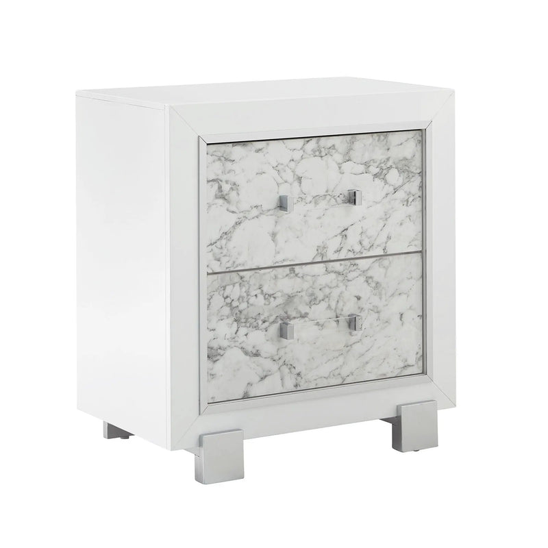 Skye - Marble Nightstand - White by Unique Piece Furniture