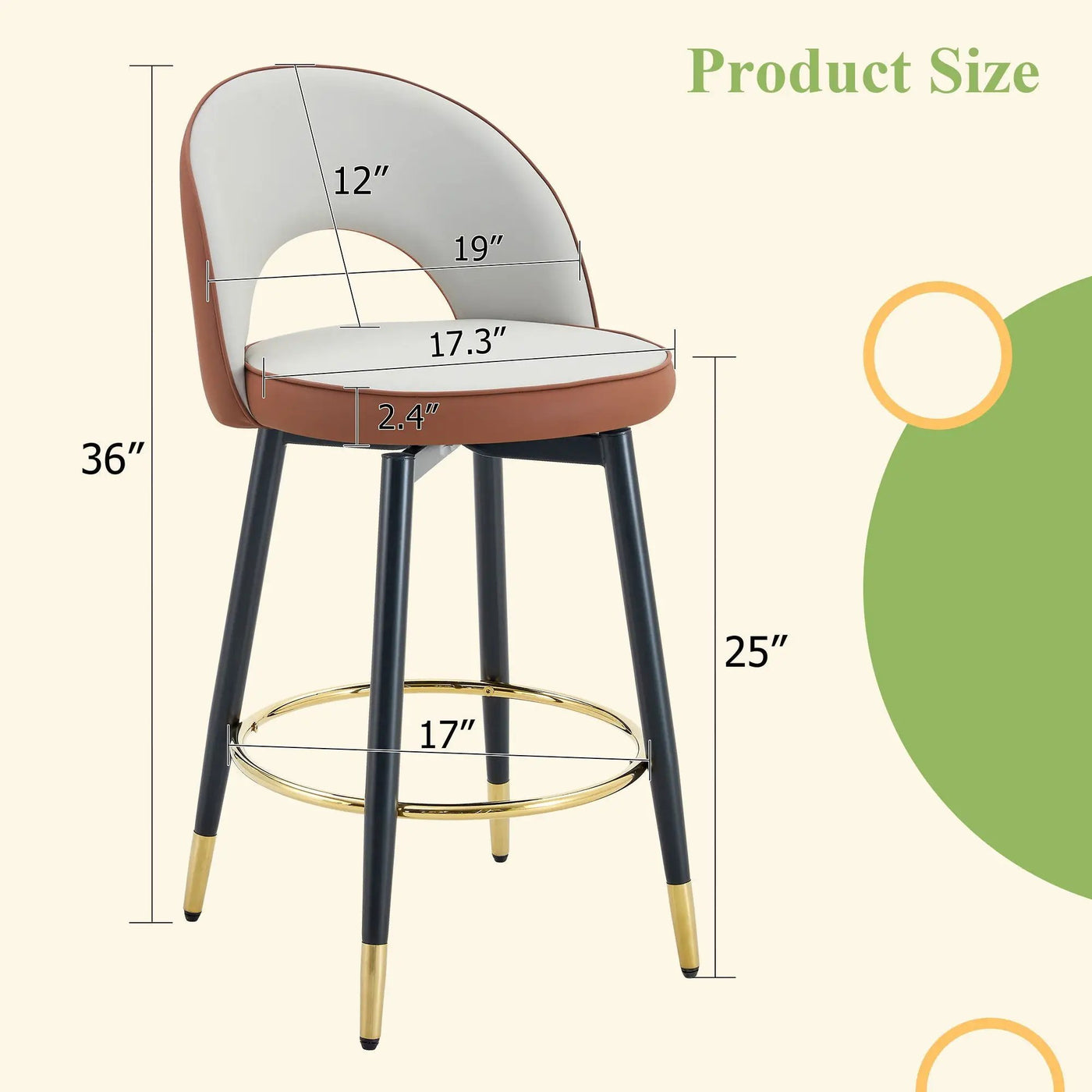 Upholstered Rotatable Bar Chair With Metal Legs For Dining Room by HouseOfZazla