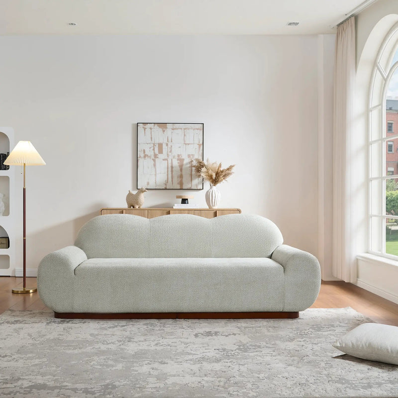 88in Round Arm Cloud Curved 3-Seater Modern Upholstered Boucle Sofa by HouseOfZazla