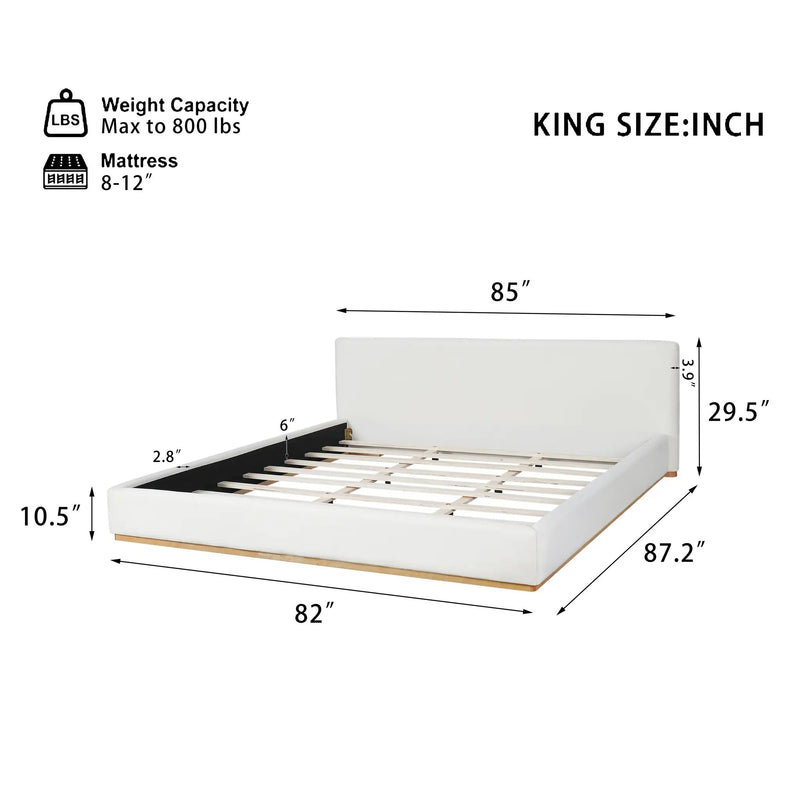 Elegant Upholstered Bed With Solid Wood Frame, King by HouseOfZazla