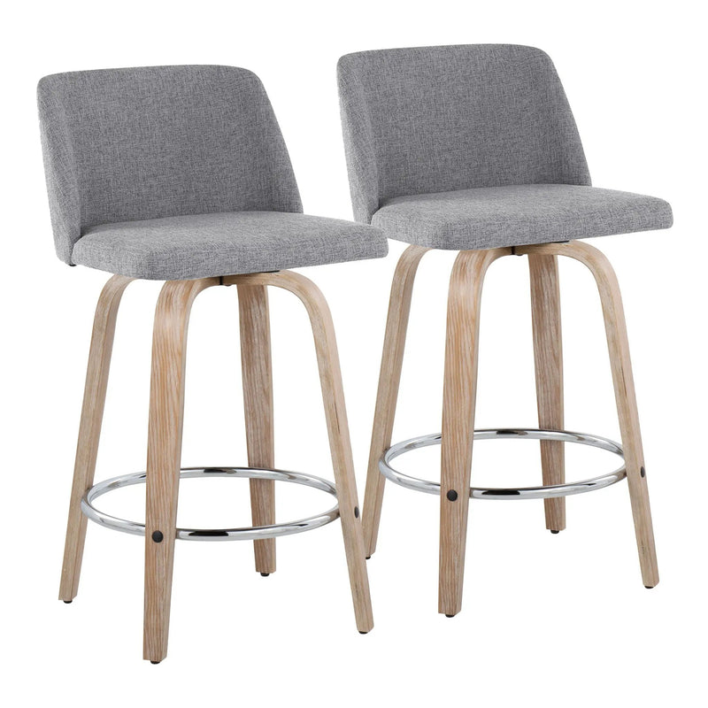 Toriano - Modern Design Fixed Height Counter Stool With Swivel With Round Footrest (Set of 2) by Unique Piece Furniture