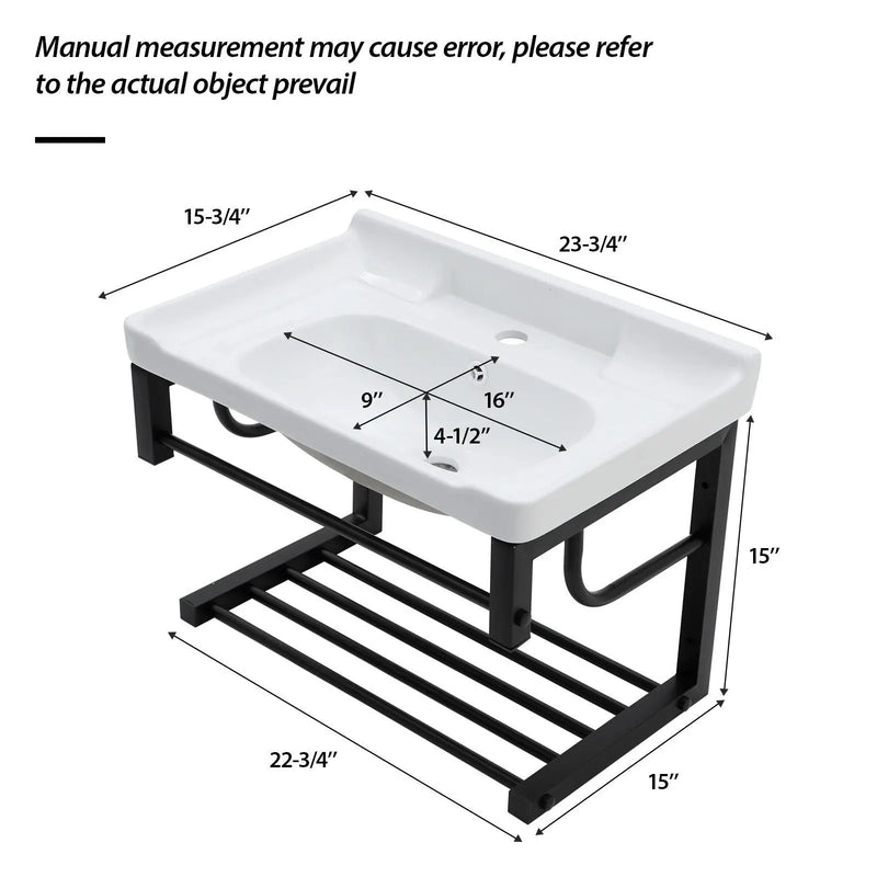 Wall Mounted Rectangular Bathroom Sink With Towel Bar & Overflow - White by Unique Piece Furniture