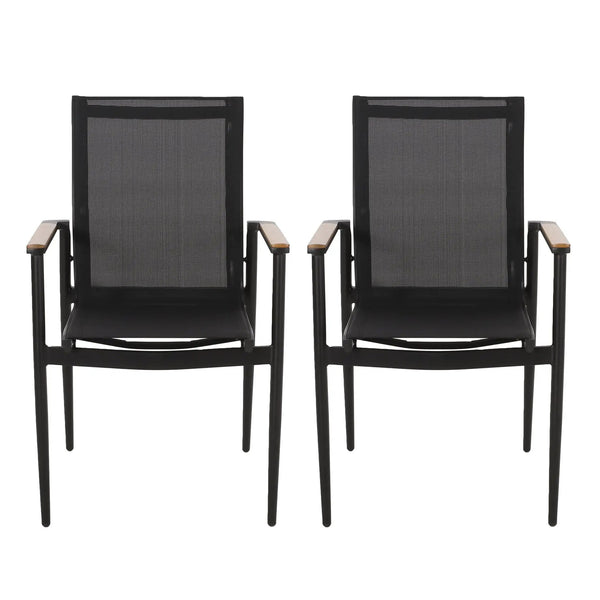 Barrister Dining Chair Set of 2 - Black / Natural