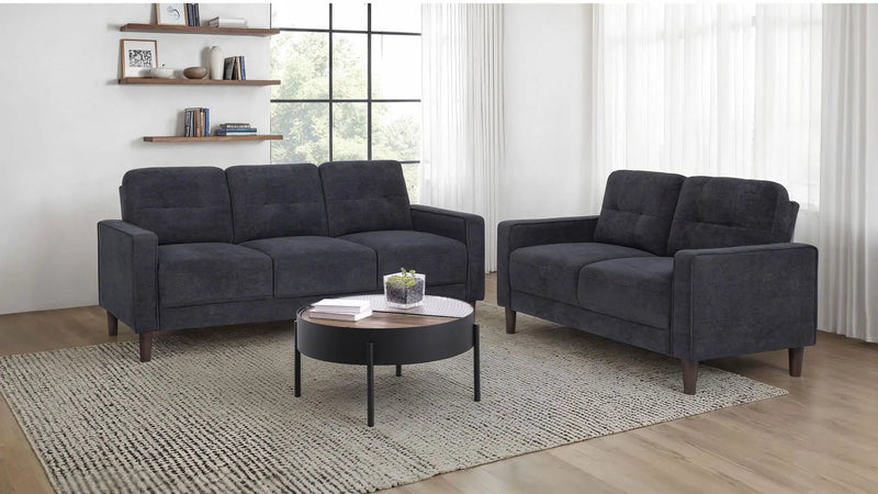 Bowen II 2-piece Upholstered Track Arm Sofa Set Steel Grey by Unique Piece Furniture