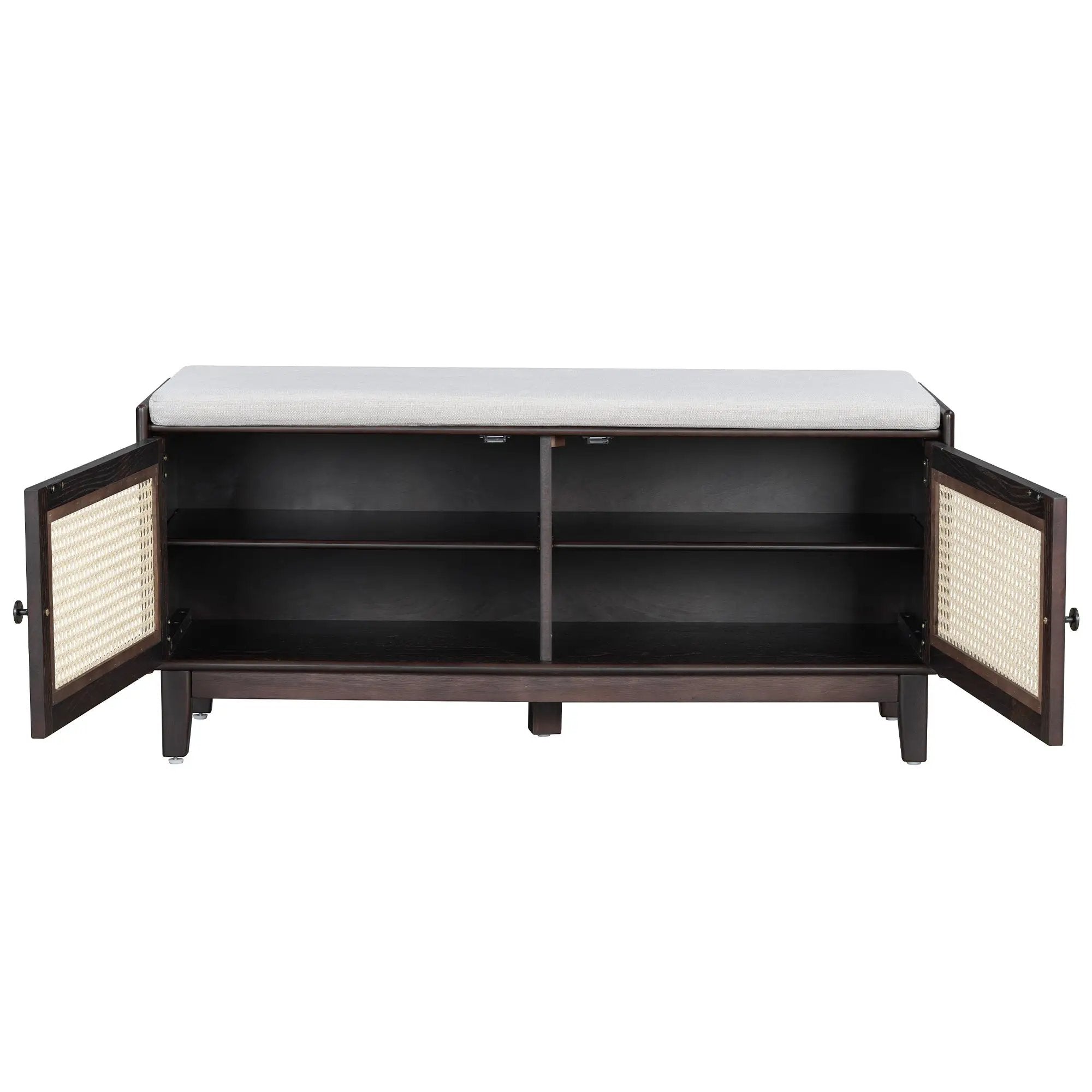TREXM Boho Rattan Entryway Bench with Storage by HouseOfZazla