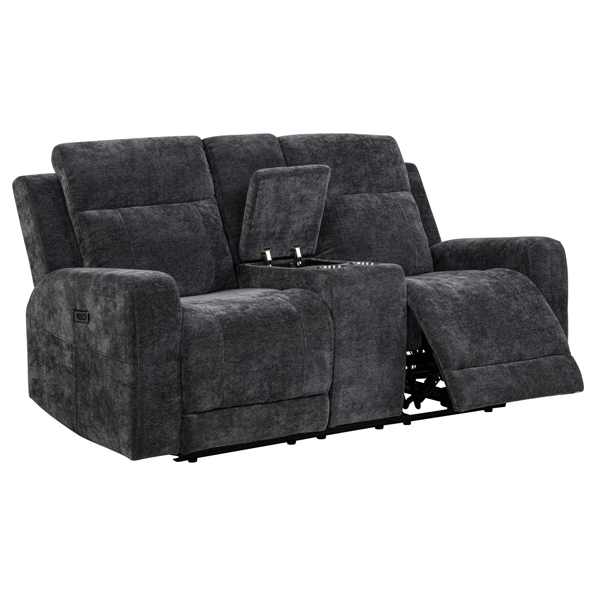 Kennett Chenille Upholstered Power Reclining Loveseat Grey by Unique Piece Furniture