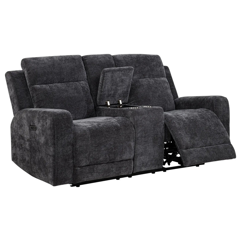 Kennett Chenille Upholstered Power Reclining Loveseat Grey by Unique Piece Furniture