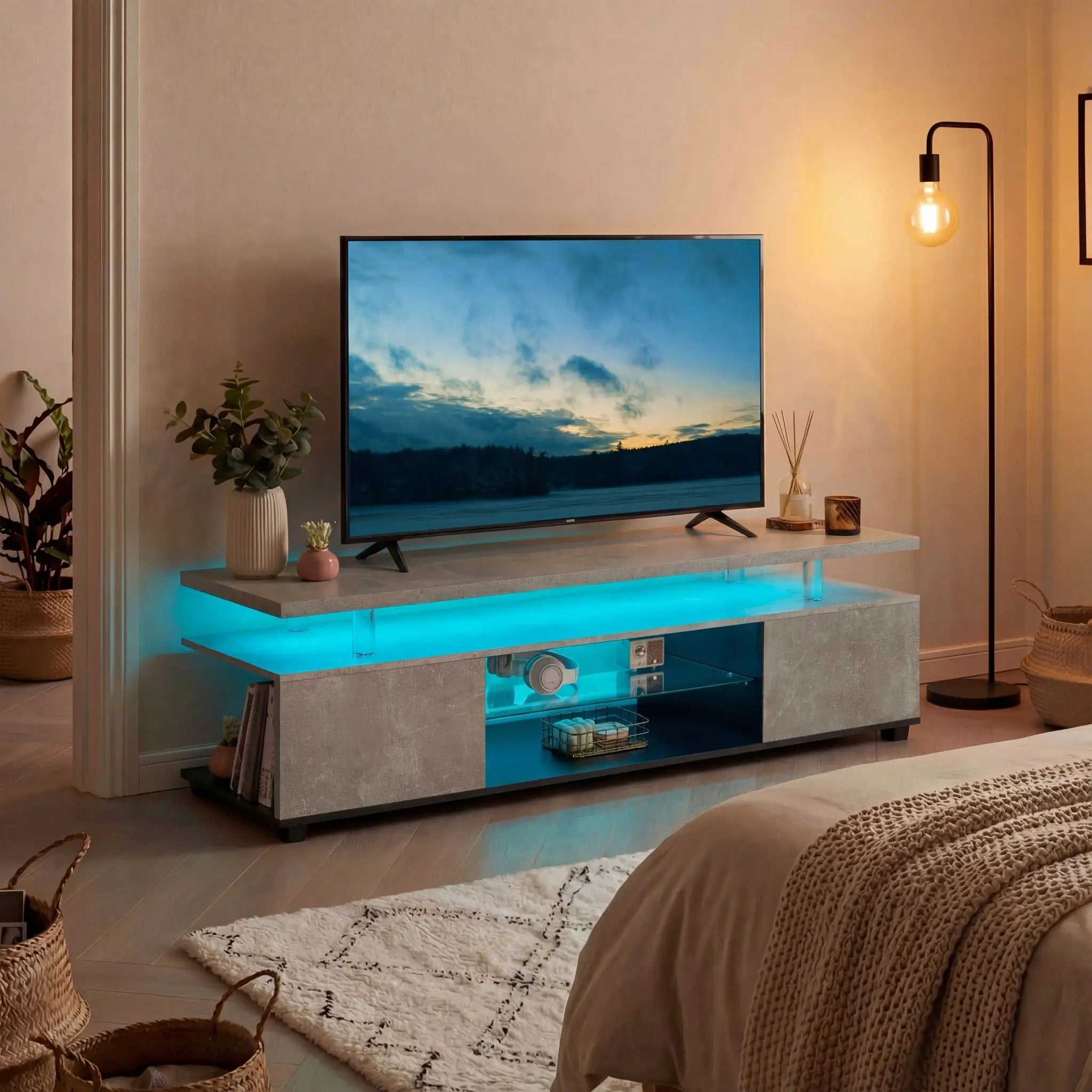 TV Stant With LED And Large Side Cabinet by HouseOfZazla