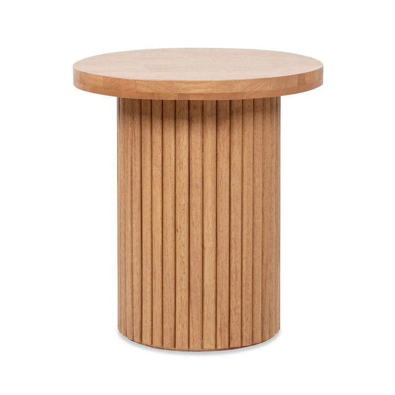 Kenzie - Fluted Pillar Round Accent Side Table - Light Natural Brown by Unique Piece Furniture