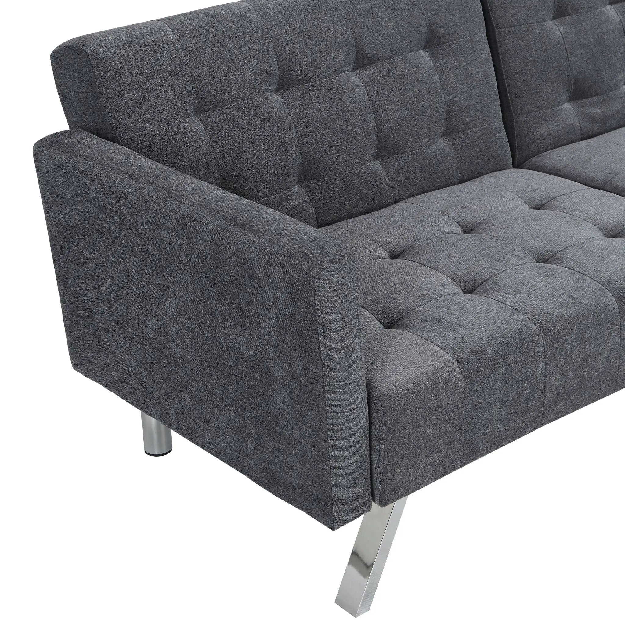 Sofa Bed Convertible Folding Lounge Couch Loveseat Sleeper Sofa Armrests - Dark Gray by HouseOfZazla