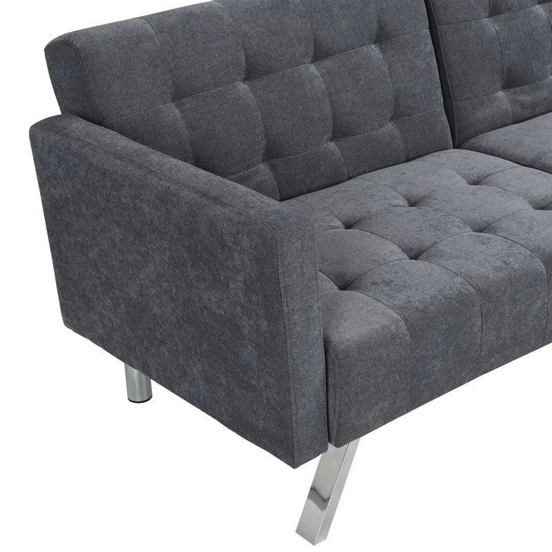 Sofa Bed Convertible Folding Lounge Couch Loveseat Sleeper Sofa Armrests - Dark Gray by HouseOfZazla