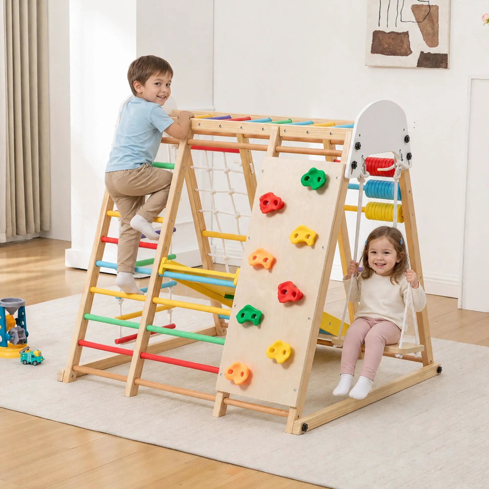 9-in-1 Foldable Kids Climbing Frame & Slide by HouseOfZazla