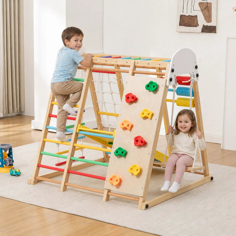 9-in-1 Foldable Kids Climbing Frame & Slide by HouseOfZazla
