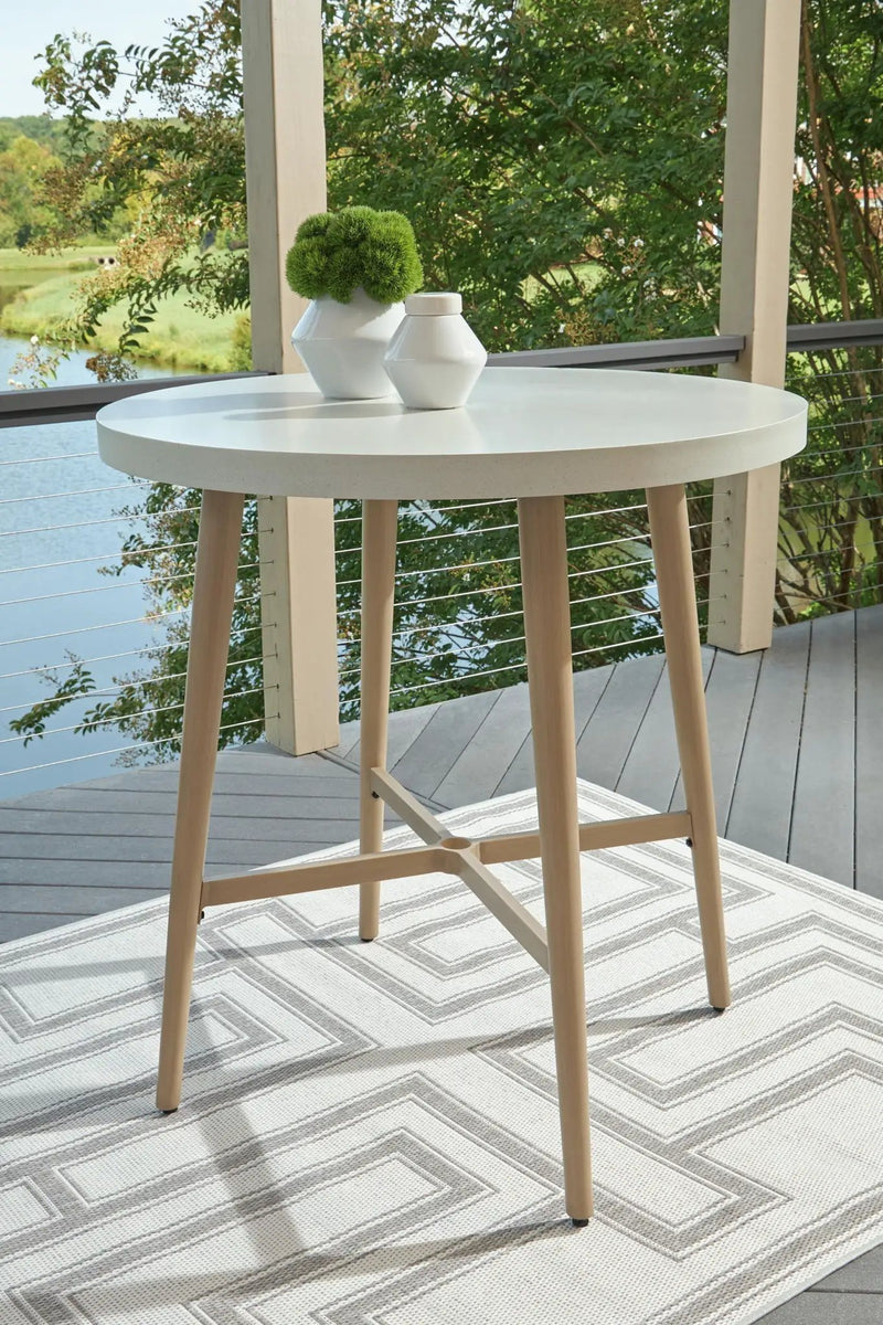Seton Creek - Round Bar Table With Umbrella Option - Beige by Unique Piece Furniture