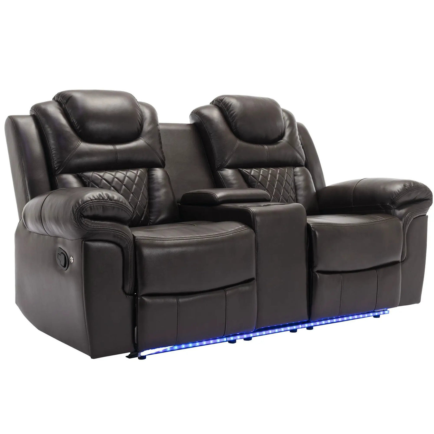 3 Pieces Recliner Sofa Sets Home Theater Seating Manual Recliner Chair With Center Console And LED Light Strip For Living Room by HouseOfZazla
