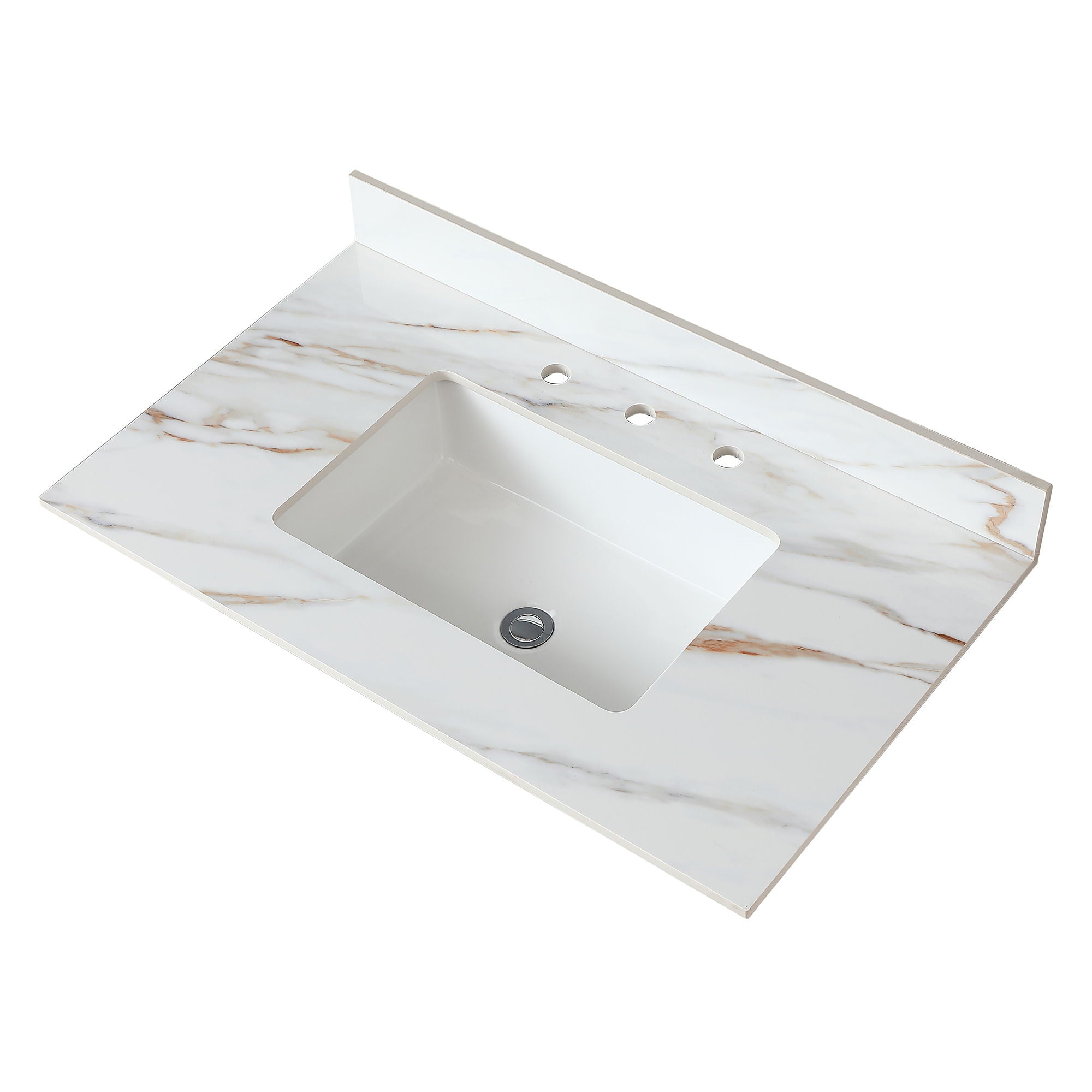 Vanity Top With Undermount Sink And Backsplash, Sintered Stone by HouseOfZazla