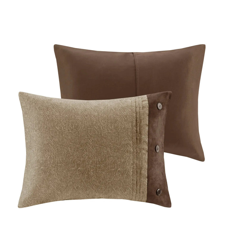 7 Piece Faux Suede Comforter Set Brown California King by HouseOfZazla