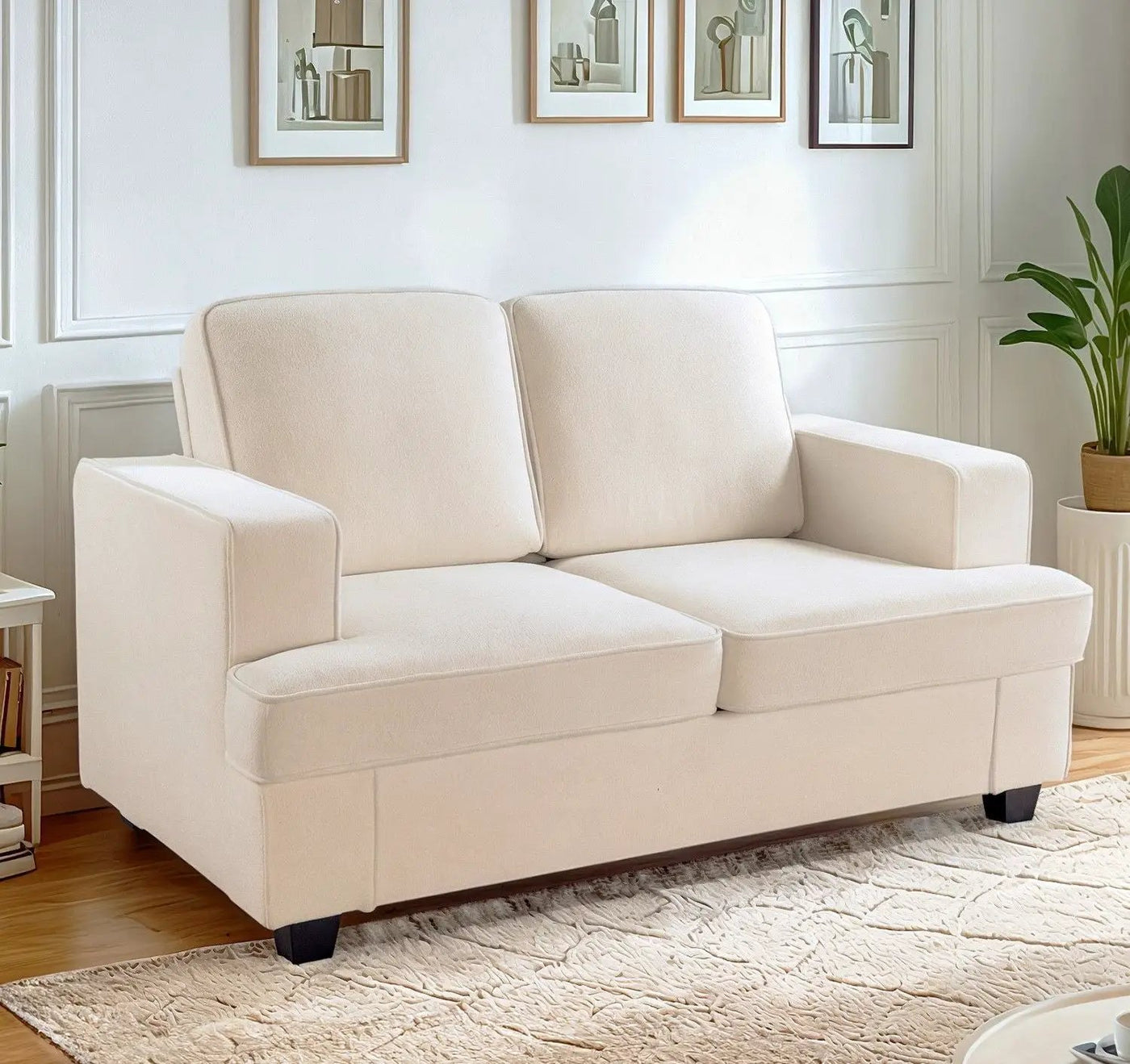 Modern Loveseat, Comfortable 2 Seater Couch With Deep Seating, Loose Back Cushions, Wide Arms by Unique Piece Furniture