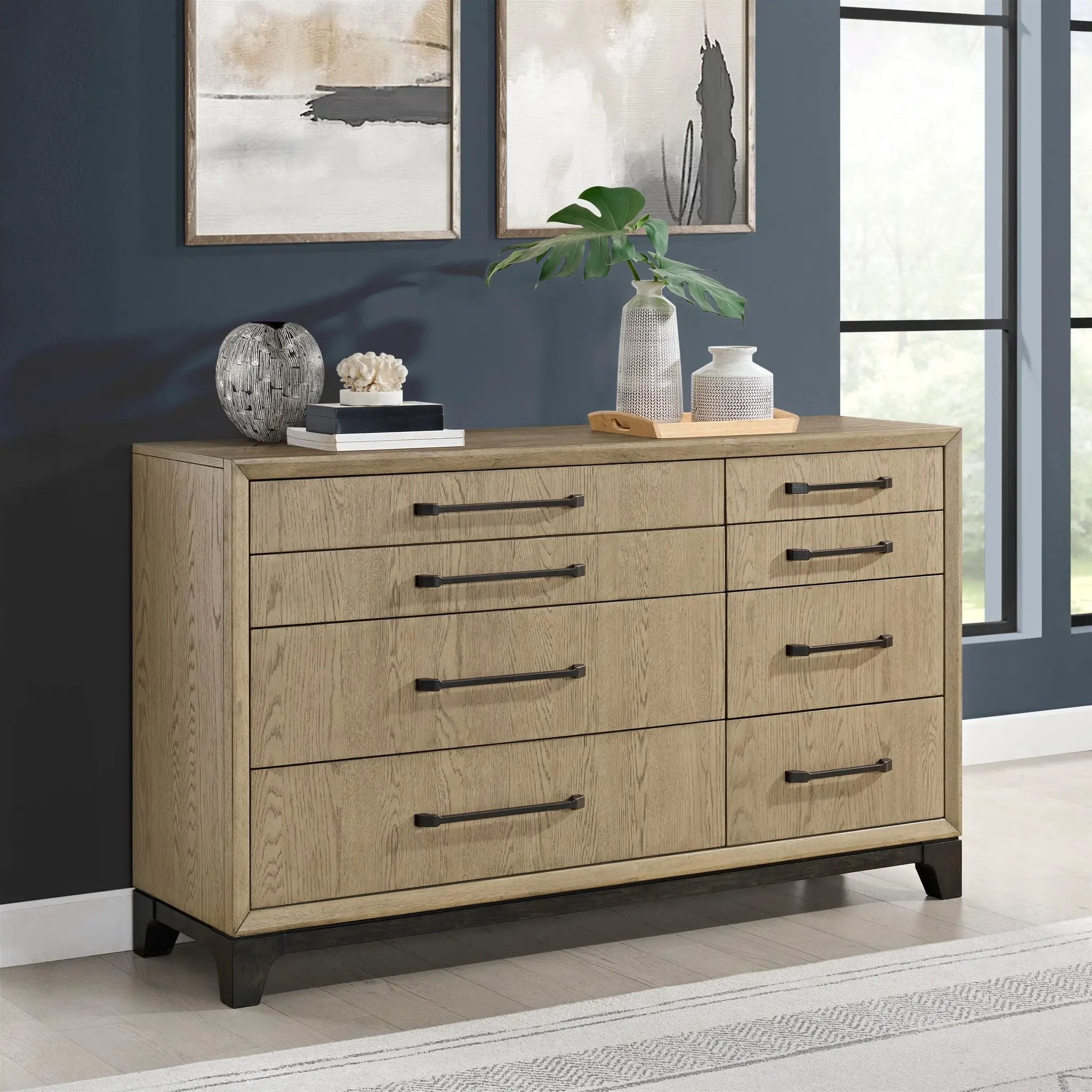 8 Drawer Dresser With Feet And Pulls - Brown by HouseOfZazla