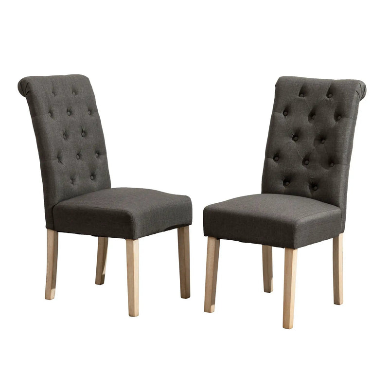 Amonia - 5 Piece Dining Set, Turned-Leg Dining Table With 4 Tufted Chairs - Beige Brown by Unique Piece Furniture