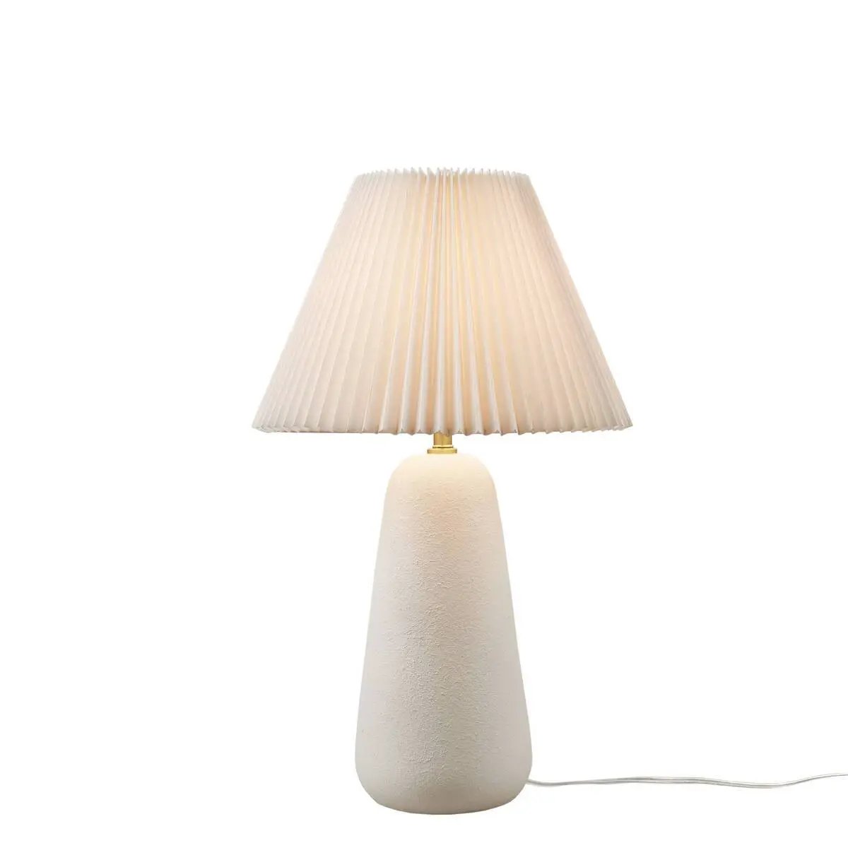 Textured Ceramic Table Lamp with Fluted Fabric Shade - White by HouseOfZazla