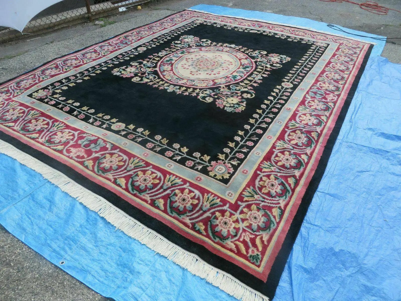 9' X 12' Decorative Chinese Aubusson Hand Knotted Pile Wool Rug Black Nice by Jewel Rugs