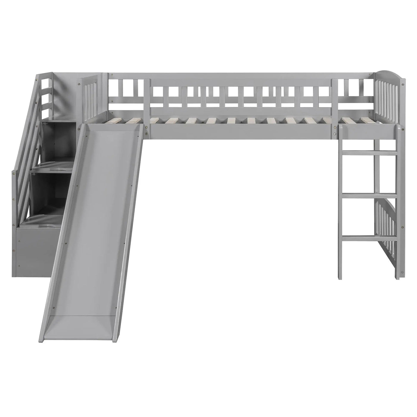 Loft Stairway Bed With 2 Drawers, Convertible Ladder And Slide by HouseOfZazla