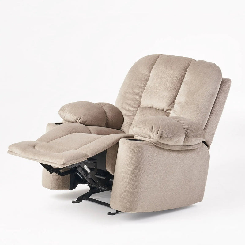 Luxurious Manual Recliner Chair With Skin-Friendly Fabric And Dual Cup Holders by Unique Piece Furniture