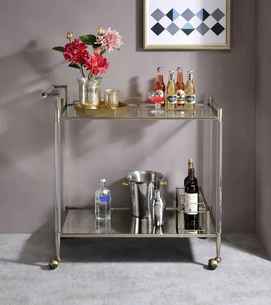 Cirro - Serving Cart - Antique Mirror & Wire Brass by Unique Piece Furniture