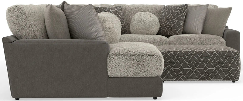 Canyon - 4 Piece Sectional With Cuddler Seat Cushions, Included Accent Pillows And Cocktail Ottoman (Left Side Facing Chaise) - Umber by Unique Piece Furniture