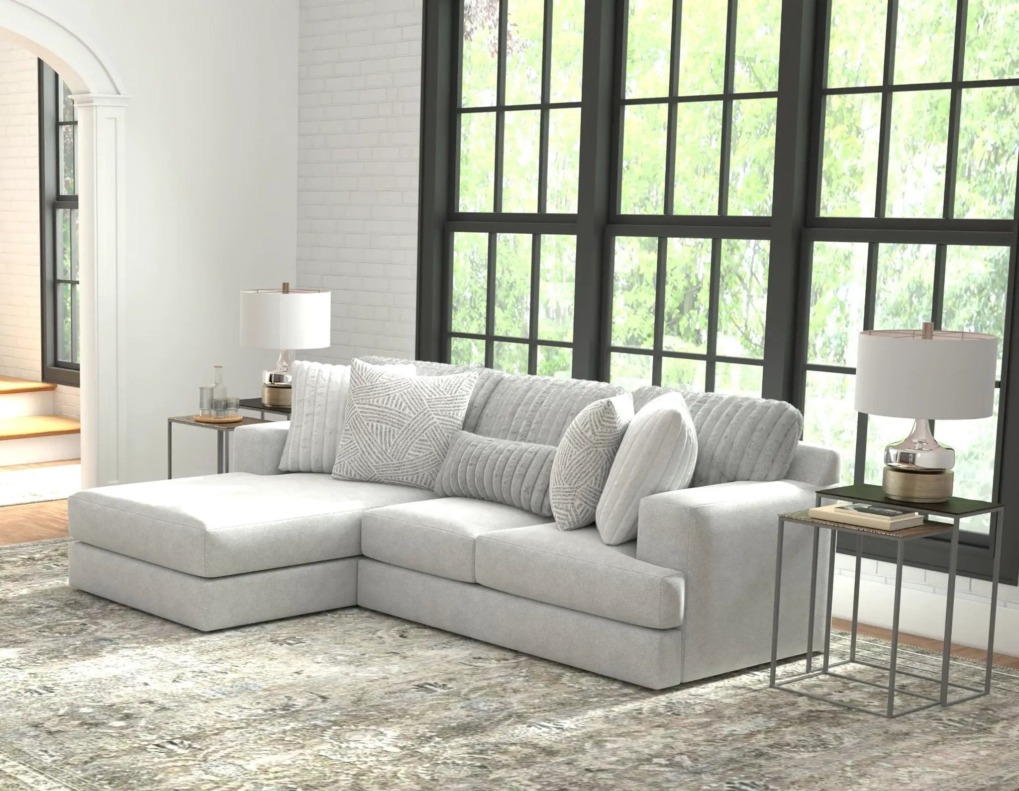 Logan - Upholstered Sectional With Comfort Coil Seating And Accent Pillows Included by Unique Piece Furniture