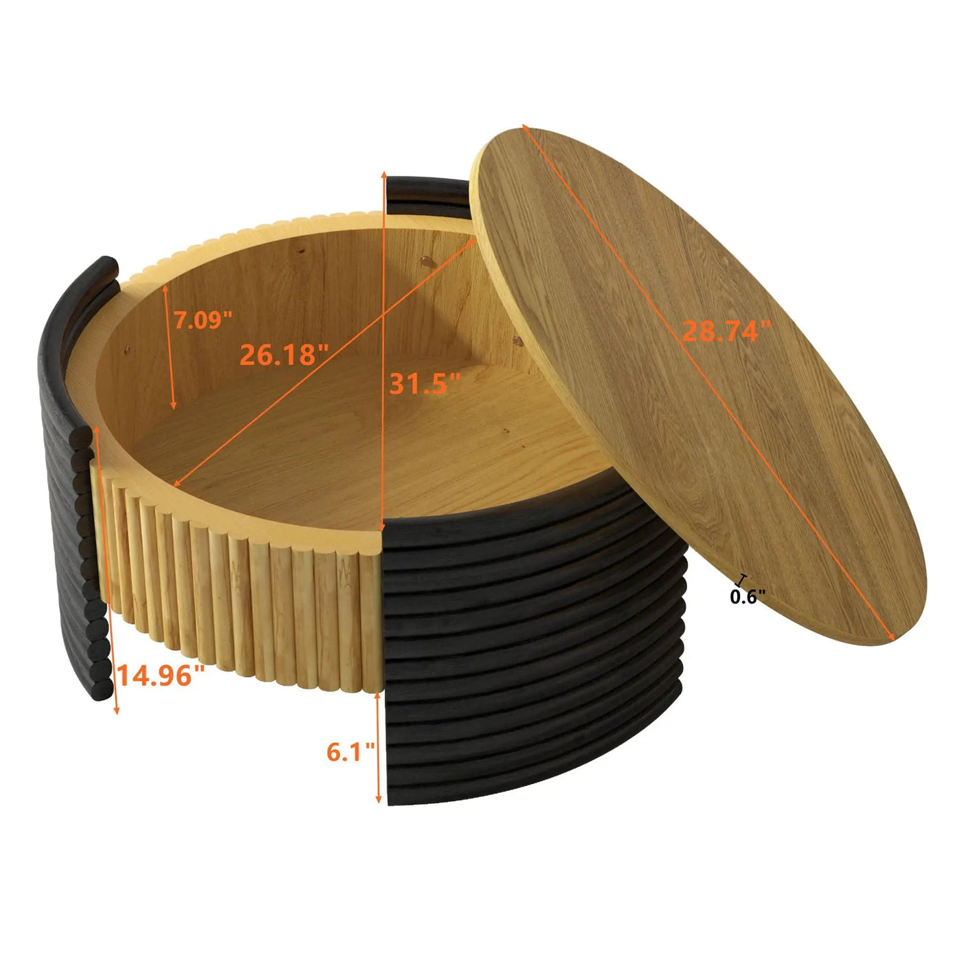 Modern Colorblocked Striped Coffee Table With Flip Top Storage by Unique Piece Furniture