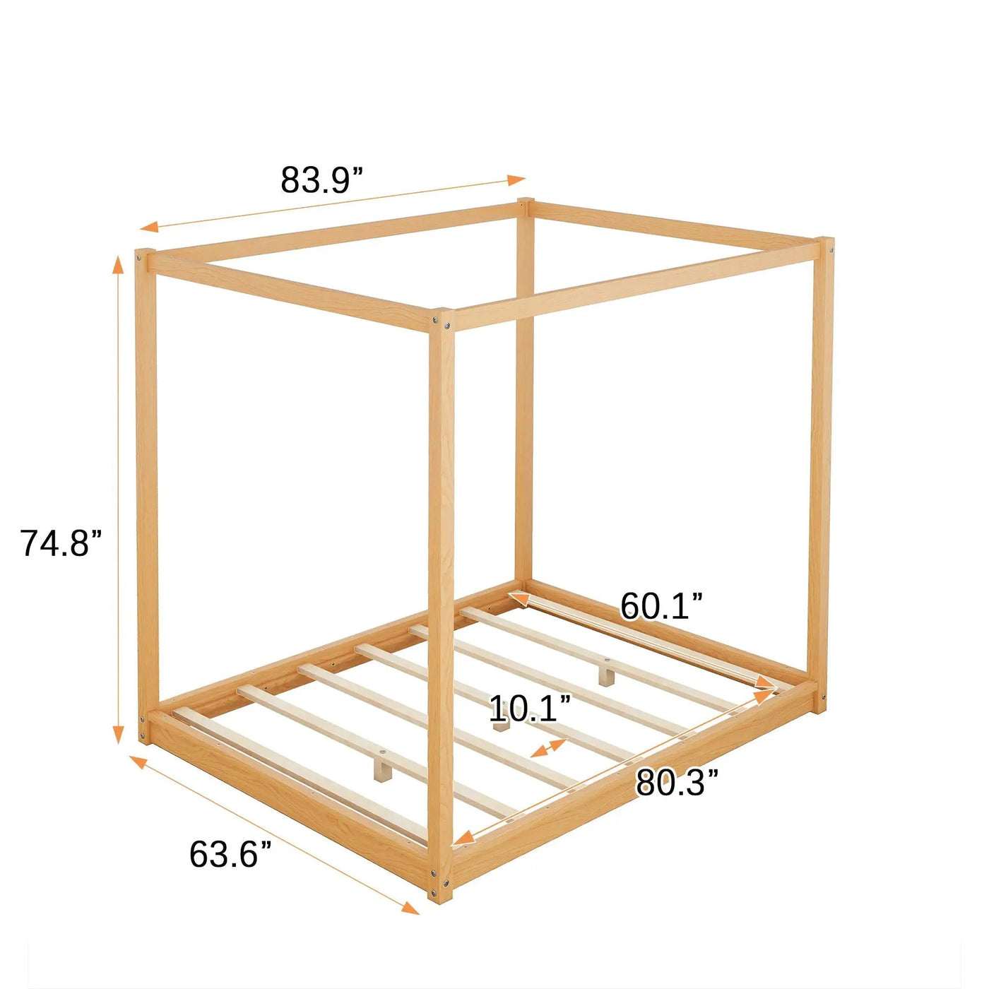 Wood Canopy Platform Bed With Support Legs And Airflow Slats by HouseOfZazla