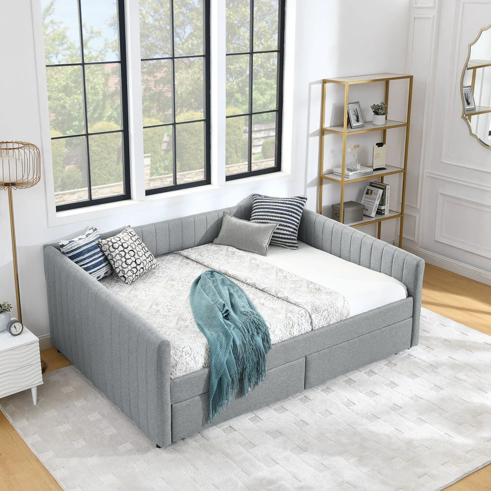 Upholstered Queen Daybed With 2 Drawers by Unique Piece Furniture