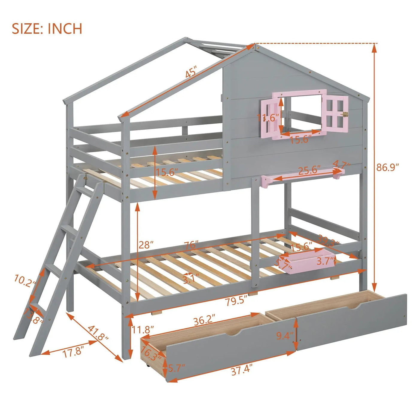 Bunk Bed With Playhouse Roof And Window by Unique Piece Furniture