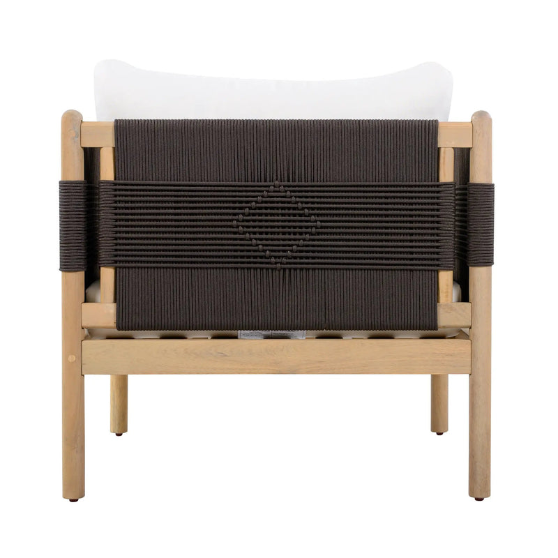 Outdoor Acacia Club Chairs (Set of 2) with Diamond-Pattern Black Rope, Light Teak Finish by HouseOfZazla
