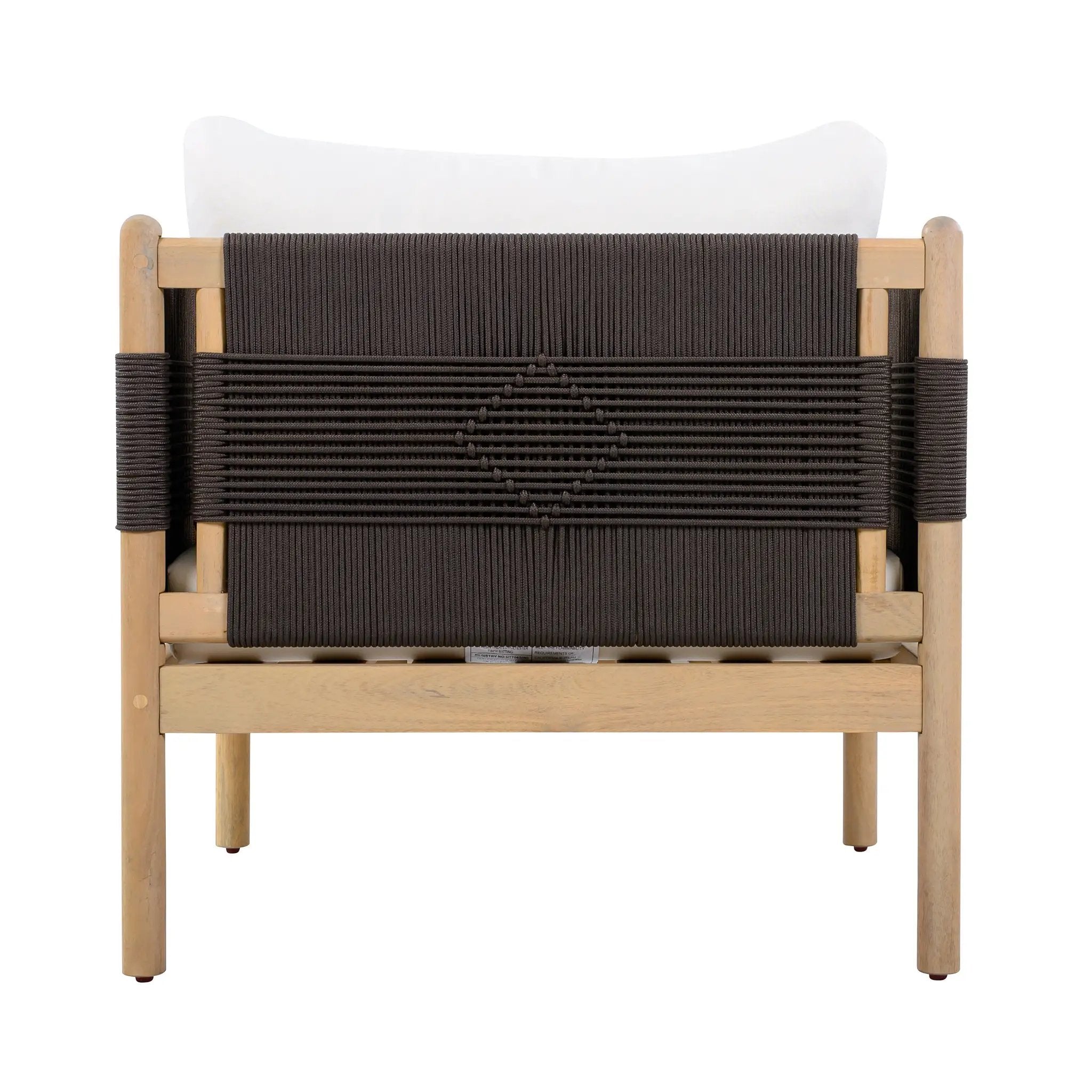 Outdoor Acacia Wood Club Chair with Diamond Rope Weave & Cushions, Light Teak by HouseOfZazla