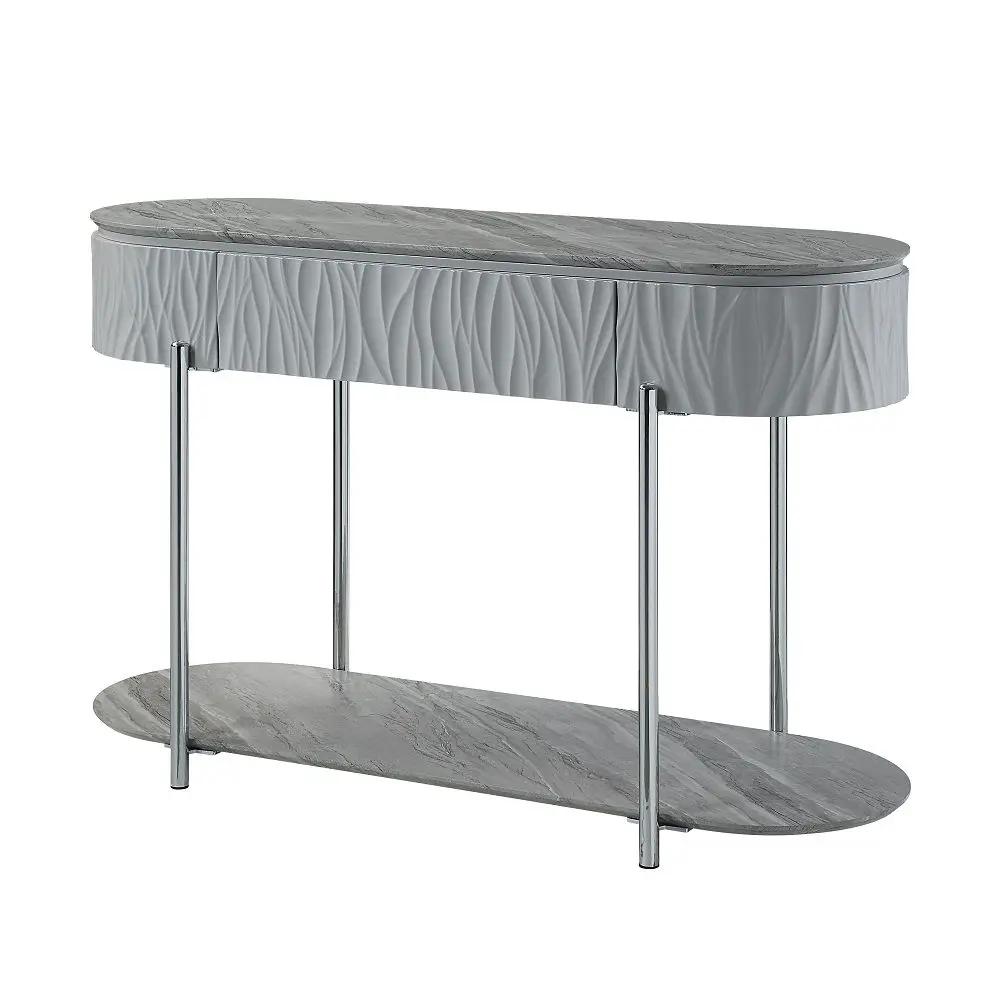 Yukino - Sofa Table - Gray High Gloss & Chrome by Unique Piece Furniture
