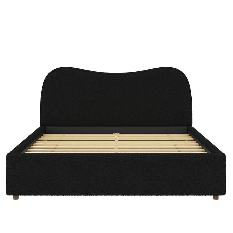 Queen Size Upholstered Platform Bed with Wooden Slats by HouseOfZazla